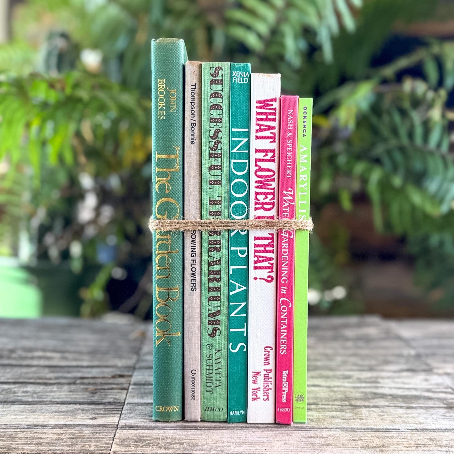 Oversized Coffee Table Garden Book Bundle in Green and Pink - Pretty Old Books