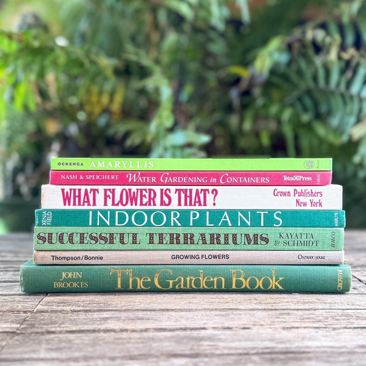 Oversized Coffee Table Garden Book Bundle in Green and Pink - Pretty Old Books