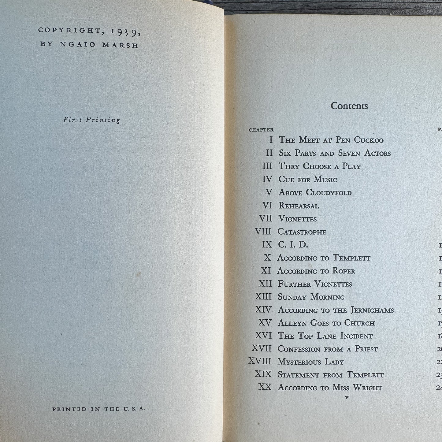 Overture to Death, Ngaio Marsh, 1939, First Printing Mystery - Pretty Old Books
