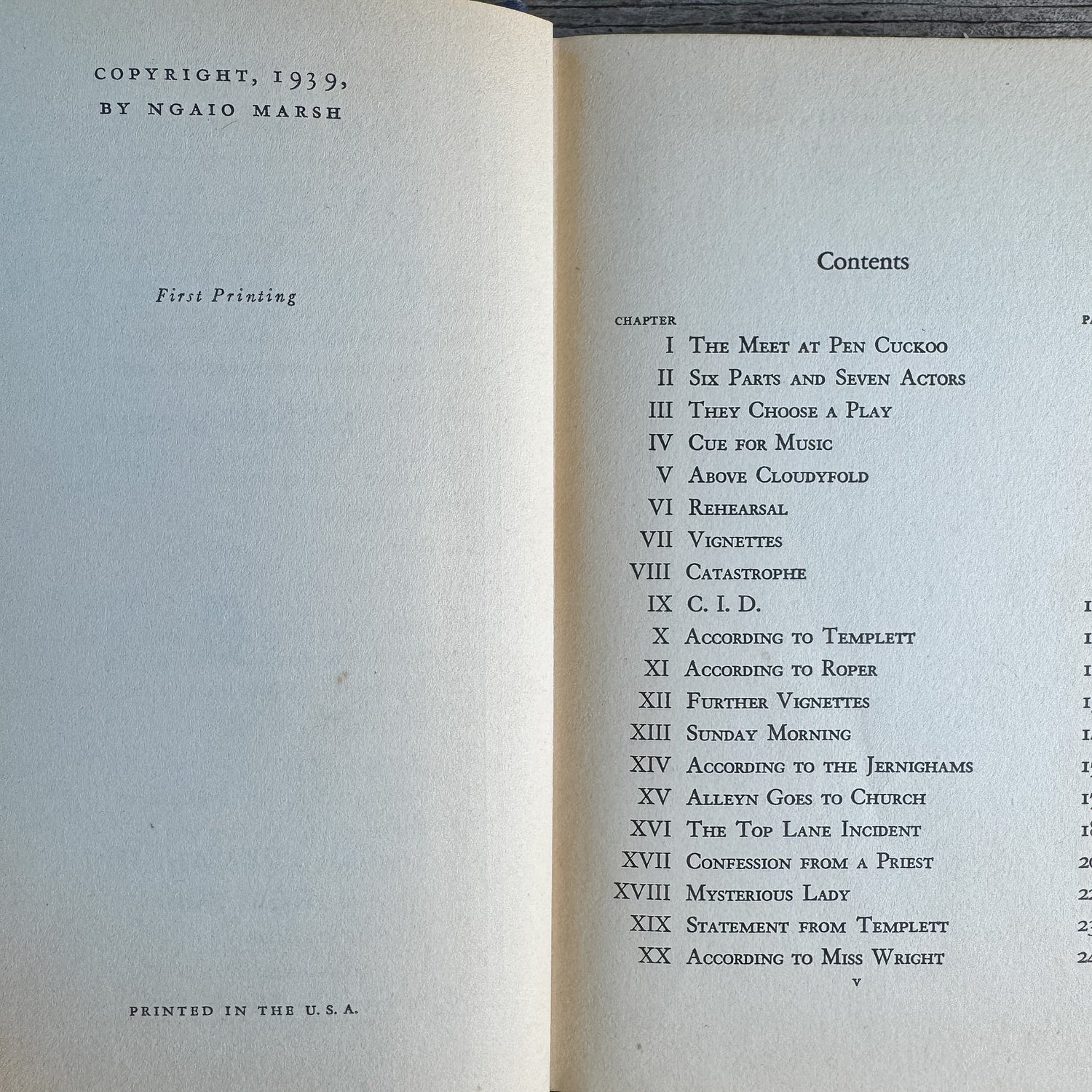 Overture to Death, Ngaio Marsh, 1939, First Printing Mystery - Pretty Old Books