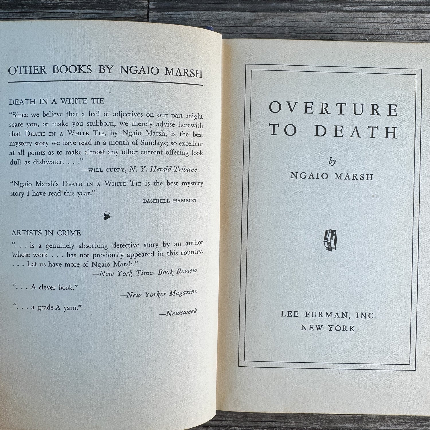 Overture to Death, Ngaio Marsh, 1939, First Printing Mystery - Pretty Old Books