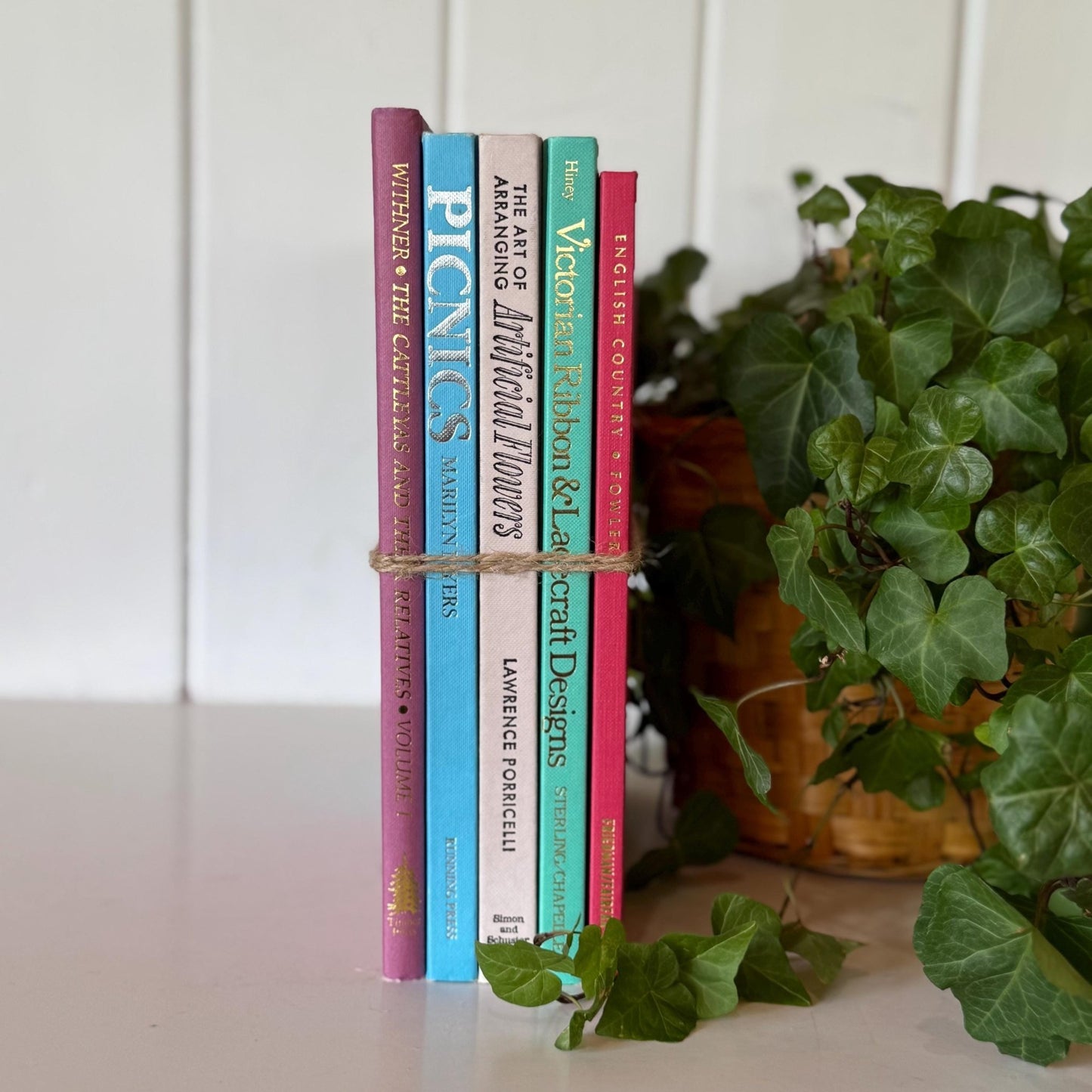 Pastel Pink, Mauve, Green, Blue Vintage Coffee Table Book Set, Feminine Pastel Books - Pretty Old Books