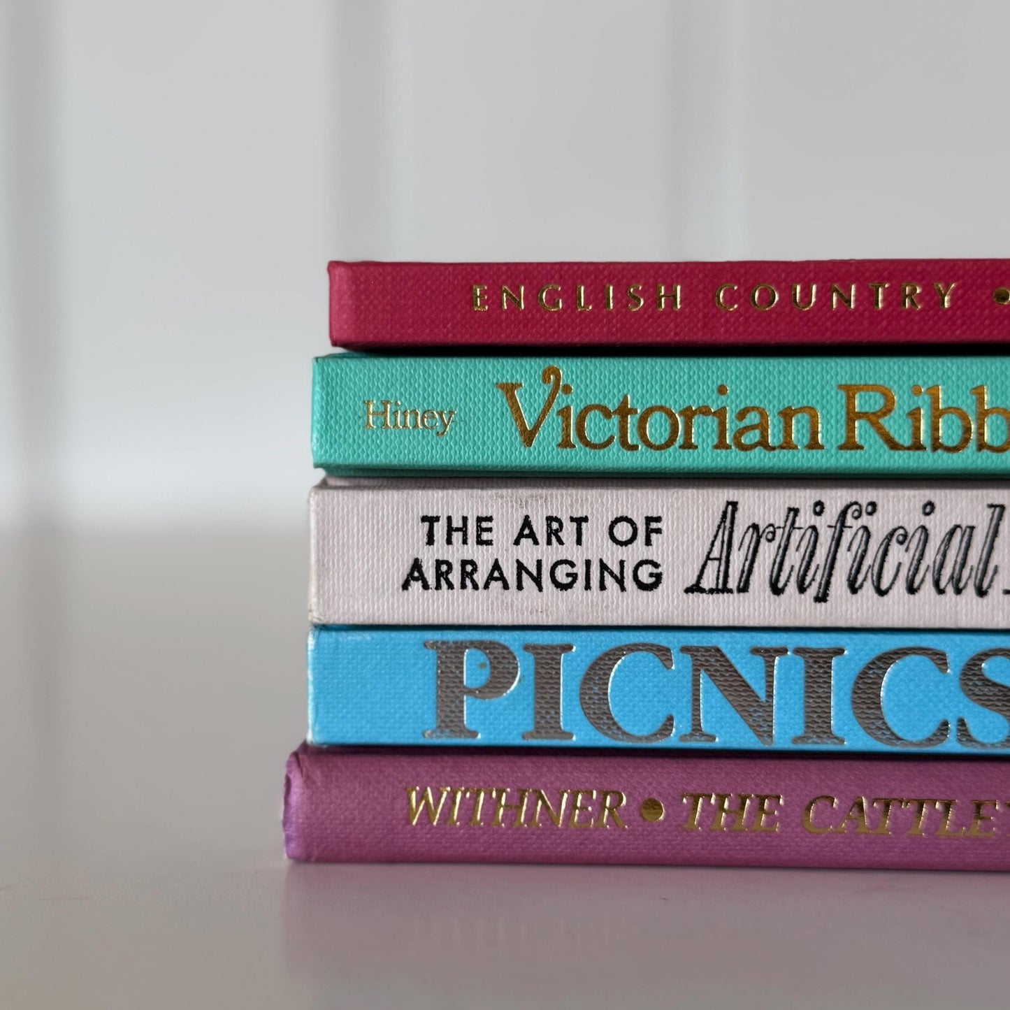 Pastel Pink, Mauve, Green, Blue Vintage Coffee Table Book Set, Feminine Pastel Books - Pretty Old Books