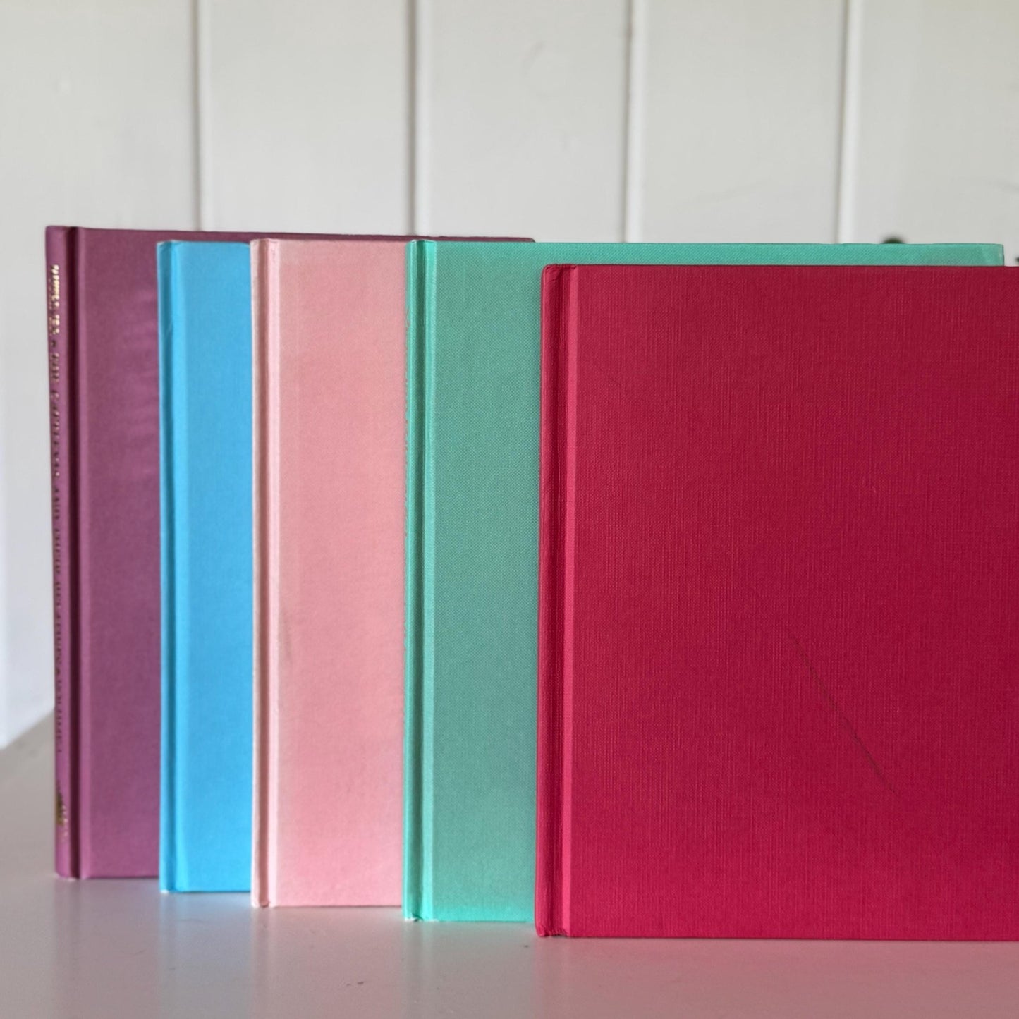 Pastel Pink, Mauve, Green, Blue Vintage Coffee Table Book Set, Feminine Pastel Books - Pretty Old Books