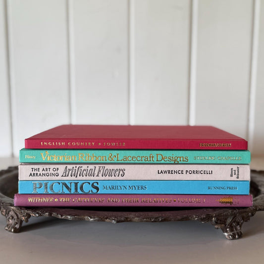 Pastel Pink, Mauve, Green, Blue Vintage Coffee Table Book Set, Feminine Pastel Books - Pretty Old Books