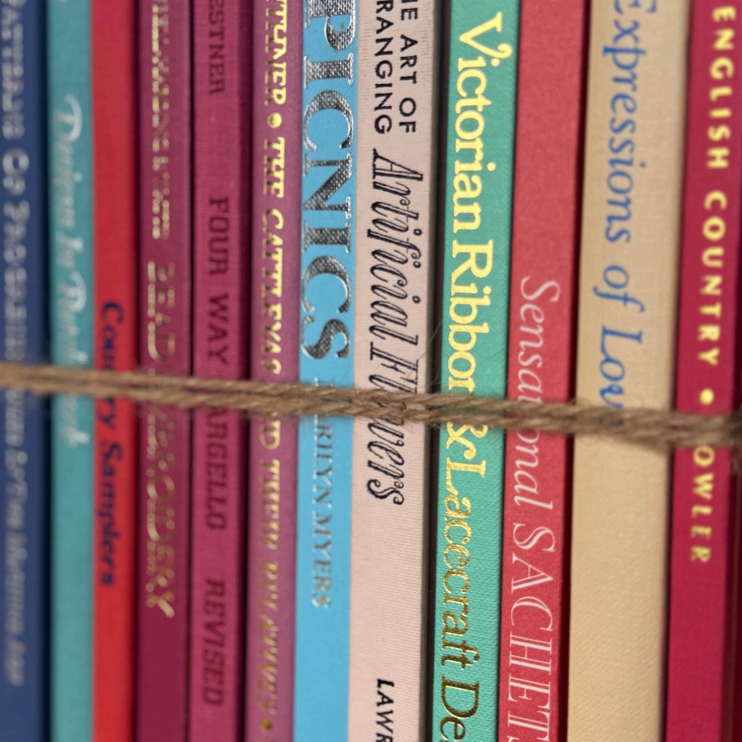 Pastel Pink, Mauve, Green, Blue Vintage Oversized Crafting Book Set - Pretty Old Books