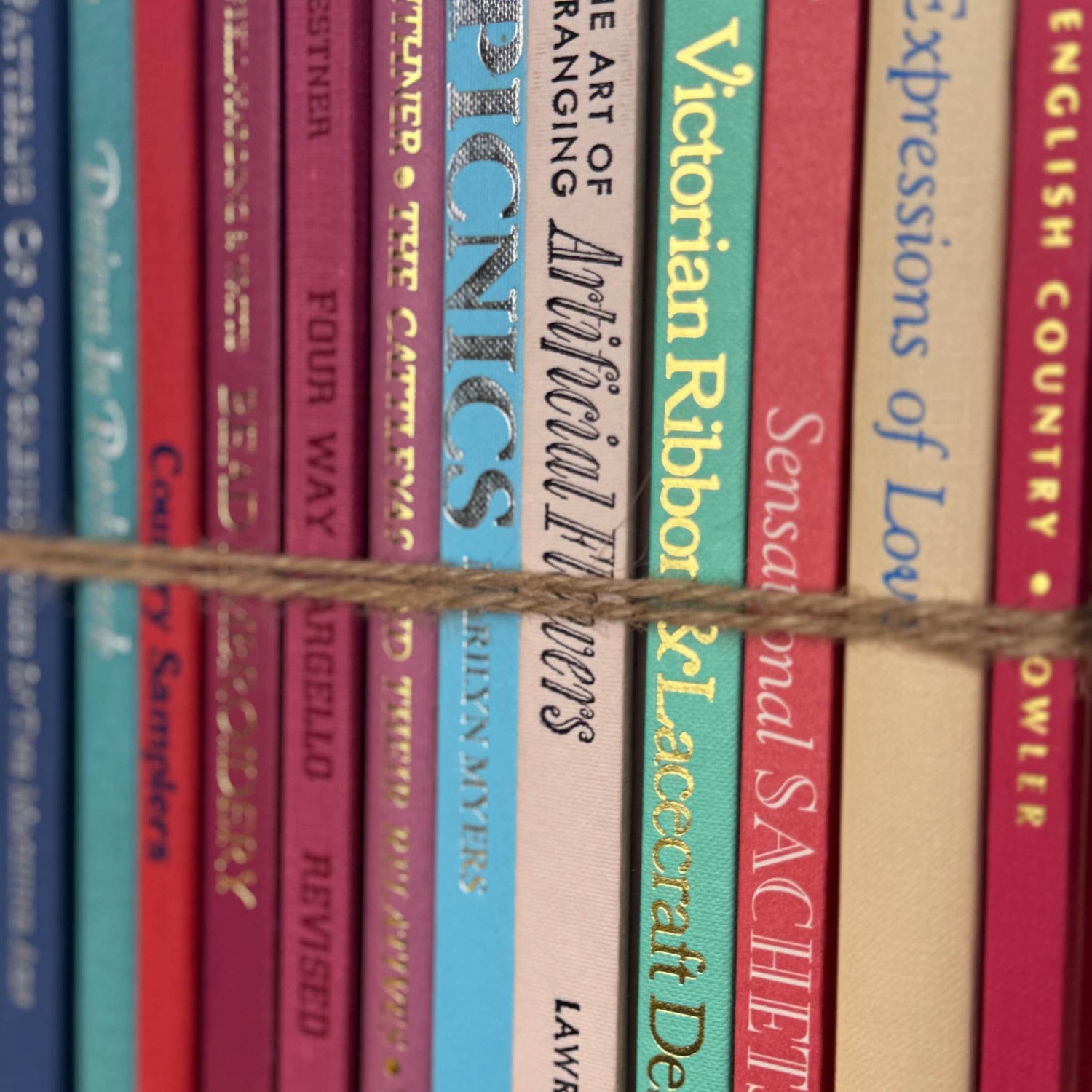 Pastel Pink, Mauve, Green, Blue Vintage Oversized Crafting Book Set - Pretty Old Books