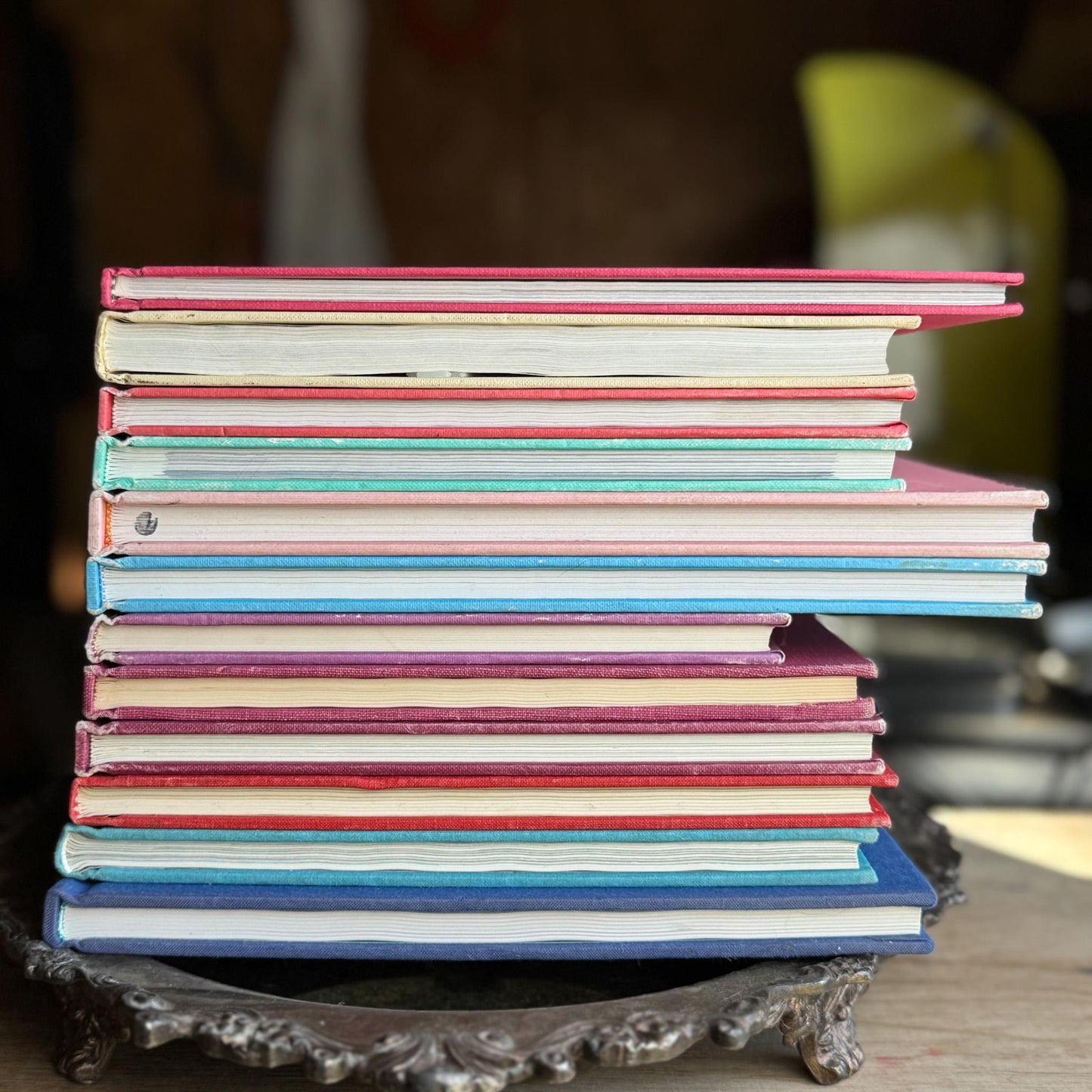 Pastel Pink, Mauve, Green, Blue Vintage Oversized Crafting Book Set - Pretty Old Books