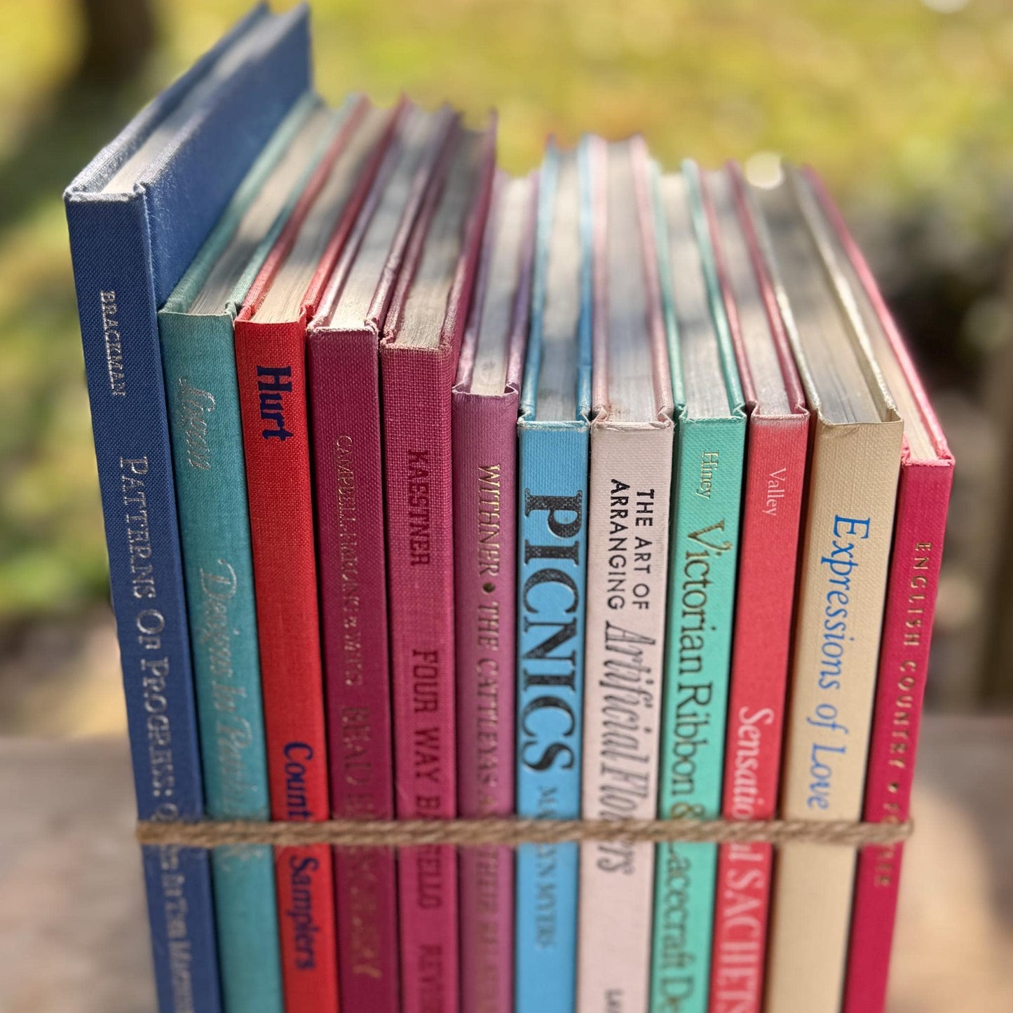 Pastel Pink, Mauve, Green, Blue Vintage Oversized Crafting Book Set - Pretty Old Books