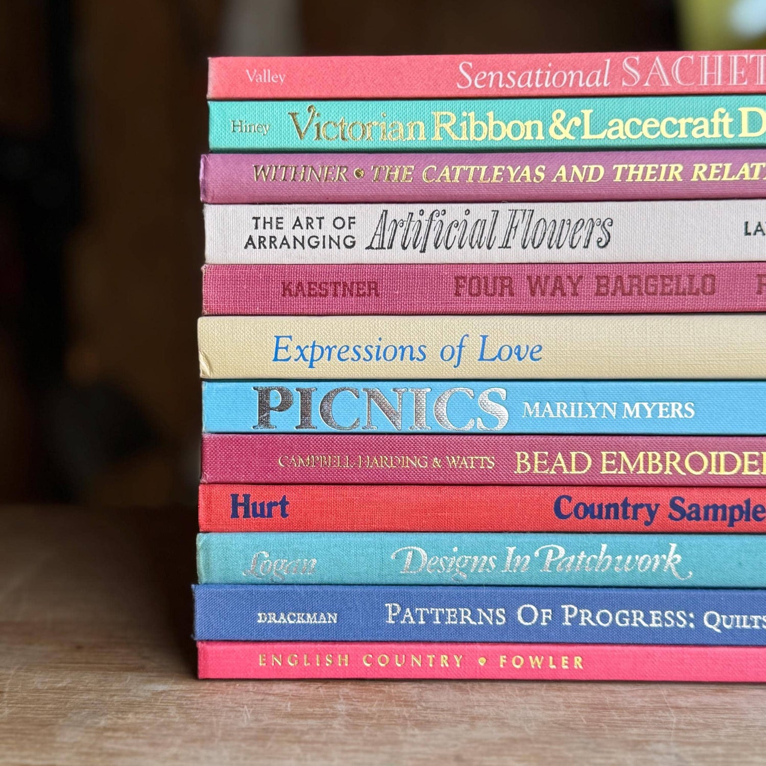 Pastel Pink, Mauve, Green, Blue Vintage Oversized Crafting Book Set - Pretty Old Books