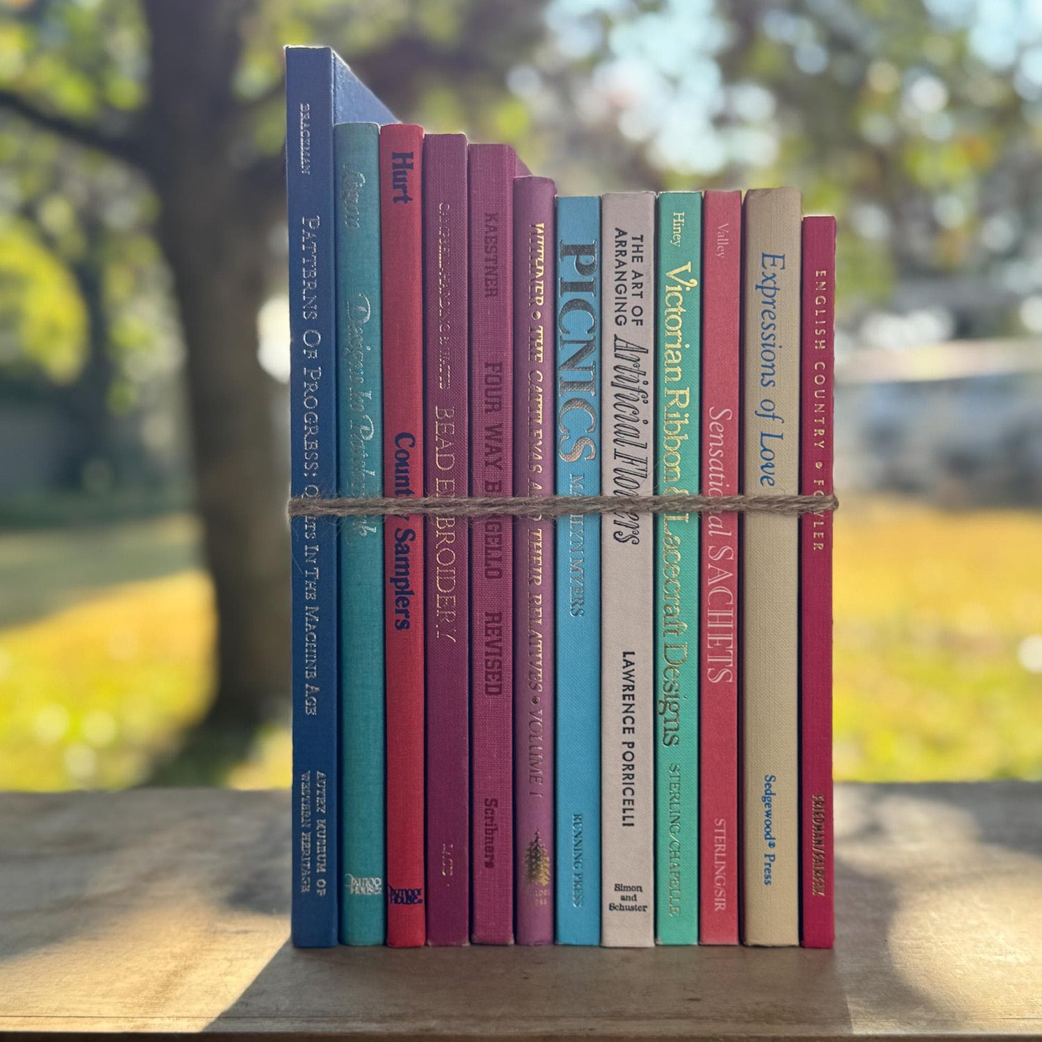 Pastel Pink, Mauve, Green, Blue Vintage Oversized Crafting Book Set - Pretty Old Books