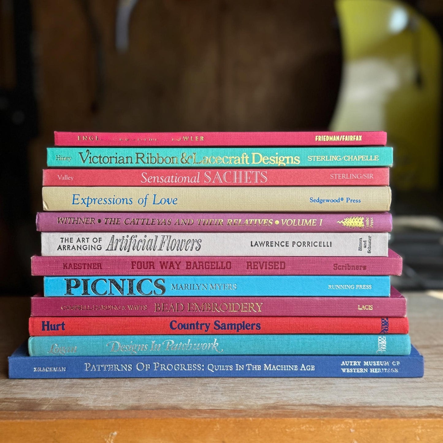 Pastel Pink, Mauve, Green, Blue Vintage Oversized Crafting Book Set - Pretty Old Books