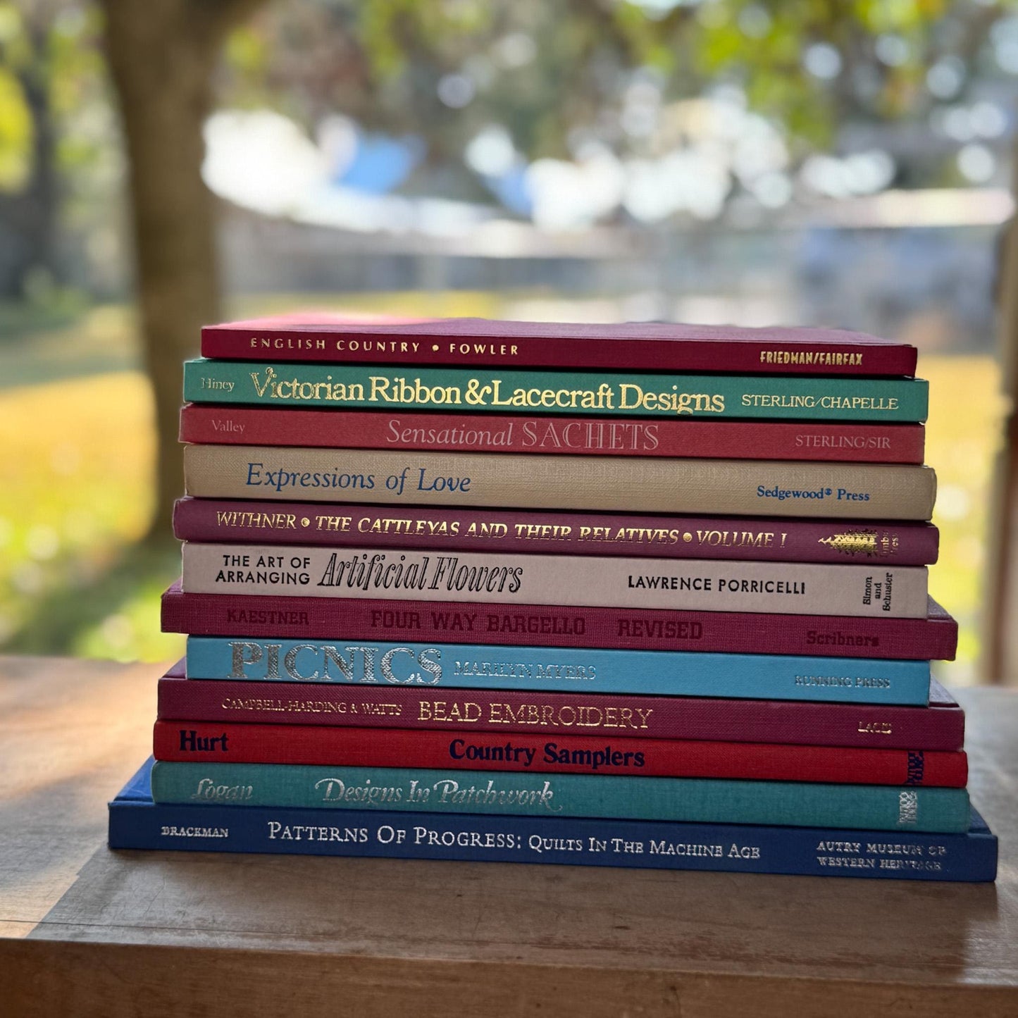 Pastel Pink, Mauve, Green, Blue Vintage Oversized Crafting Book Set - Pretty Old Books