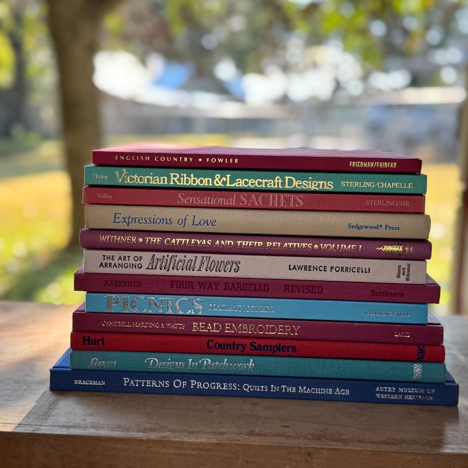 Pastel Pink, Mauve, Green, Blue Vintage Oversized Crafting Book Set - Pretty Old Books