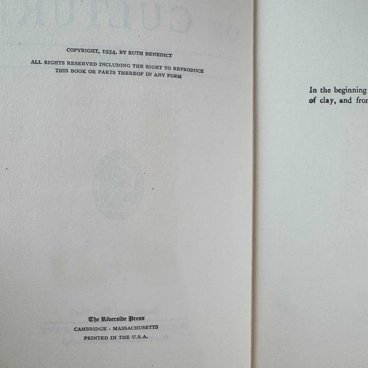 Patterns of Culture – Ruth Benedict – 1934 - Pretty Old Books