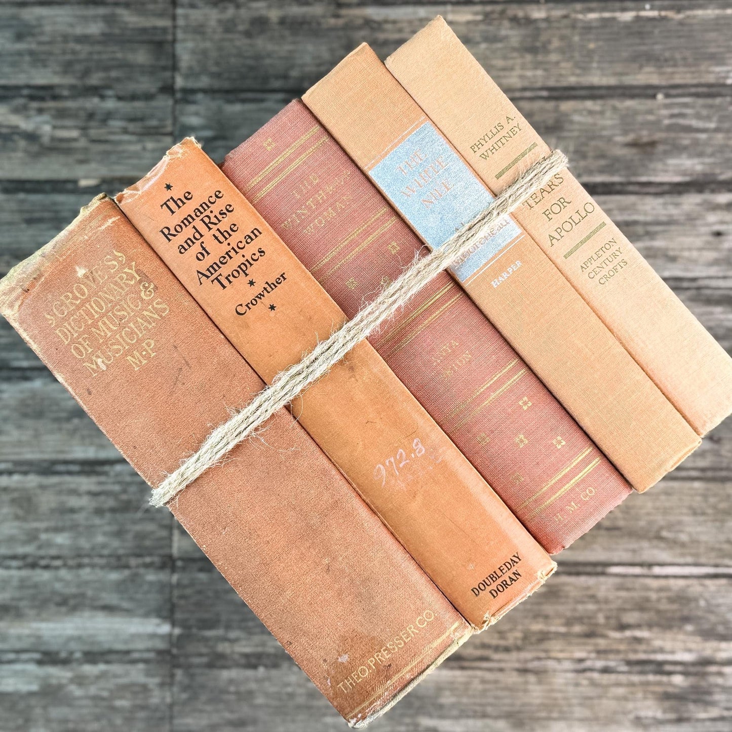 Peach, Orange, and Rust Vintage Books for Decor - Pretty Old Books