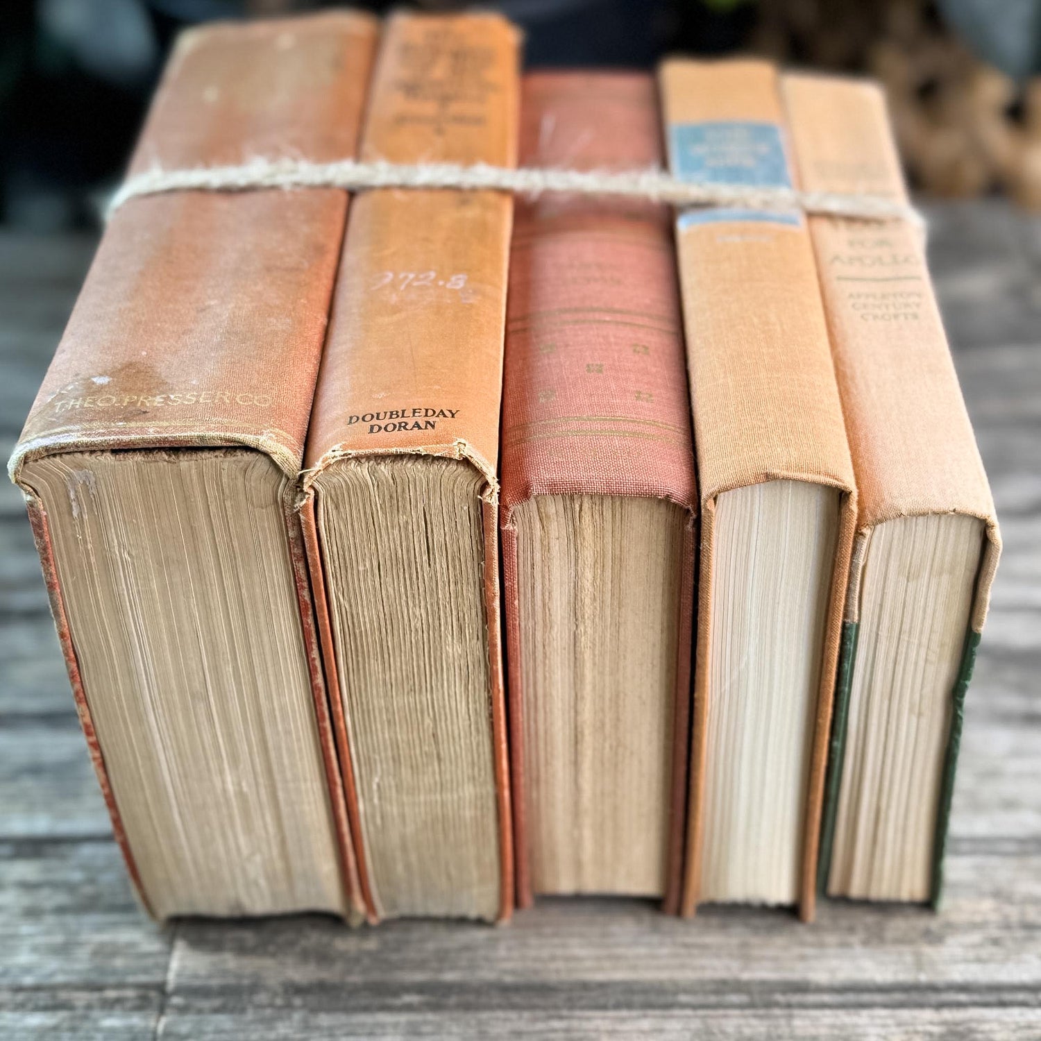 Peach, Orange, and Rust Vintage Books for Decor - Pretty Old Books