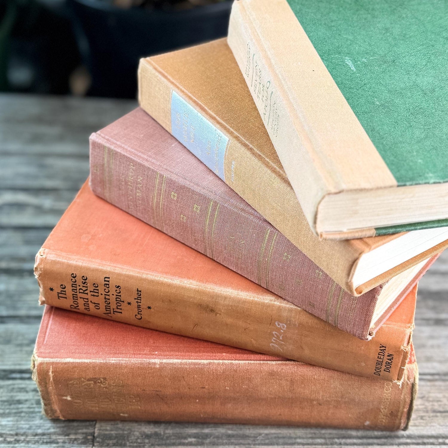Peach, Orange, and Rust Vintage Books for Decor - Pretty Old Books