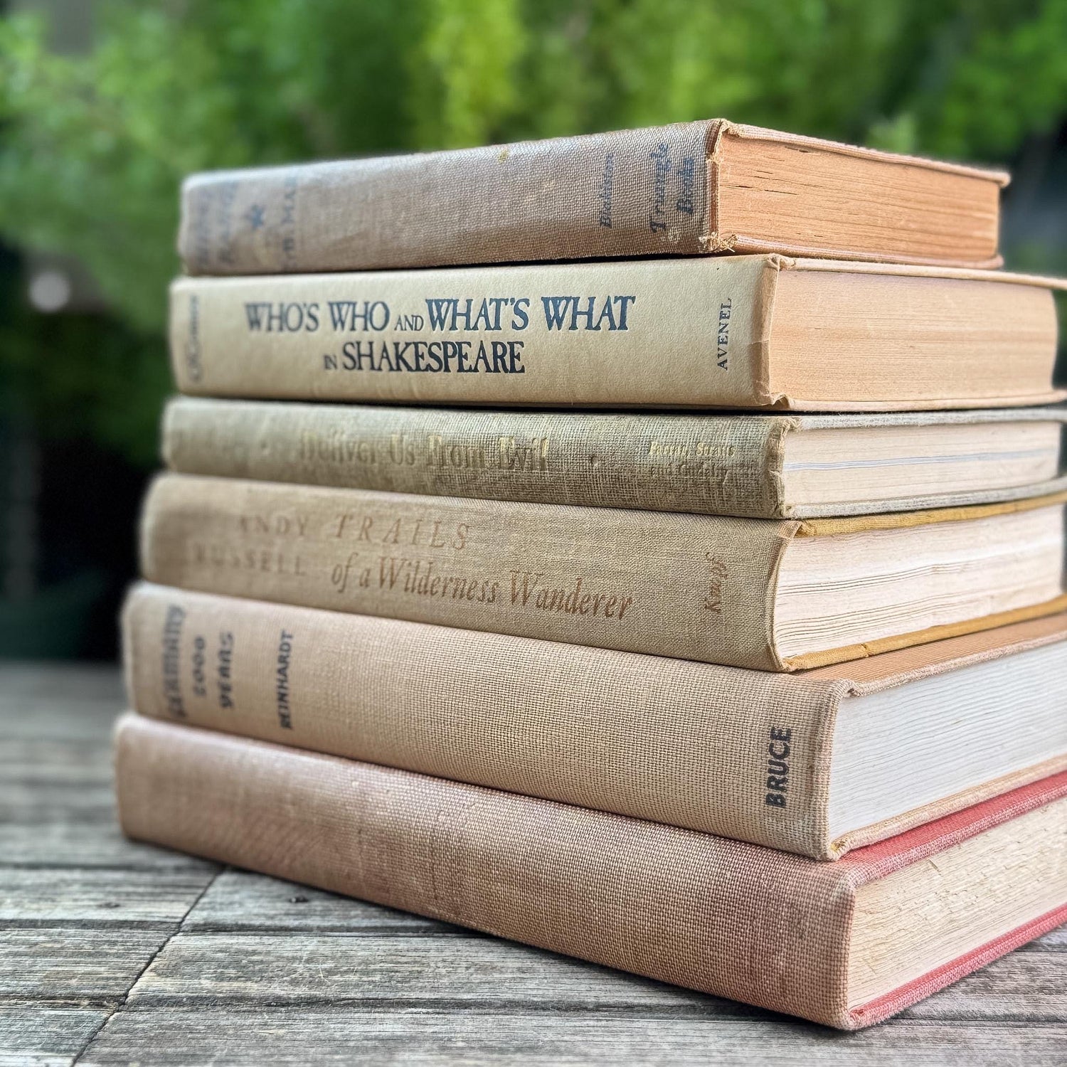 Peachy Taupe Neutral Vintage Book Bundle - Pretty Old Books
