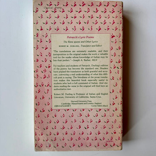 Petrach's Lyric Poems, The Rime sparse and Other Lyrics, Harvard University Press, 1976 - Pretty Old Books