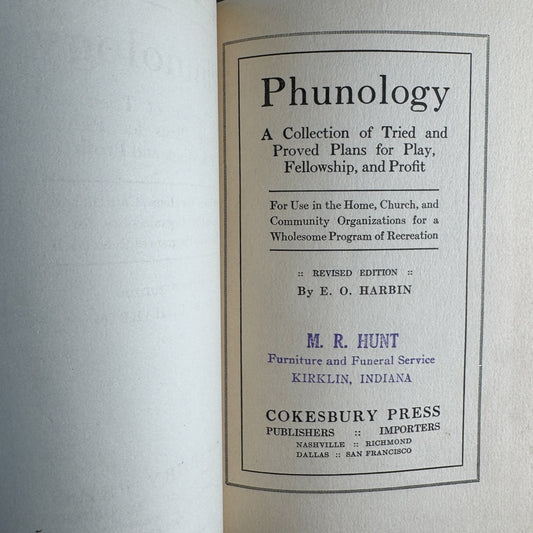 Phunology: The Book of Good Times, E.O. Harbin, Revised Edition - Pretty Old Books