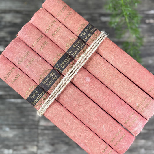 Pink and Faded Red Ogden Nash Vintage Book Bundle - Pretty Old Books
