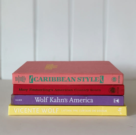 Pink, Purple, and Yellow Vintage Coffee Table Book Set, Books for Design, Feminine Pastel Books - Pretty Old Books