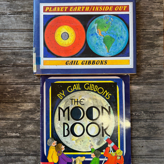 Planet Earth/Inside Out and The Moon Book, Gail Gibbons set, 1990s - Pretty Old Books