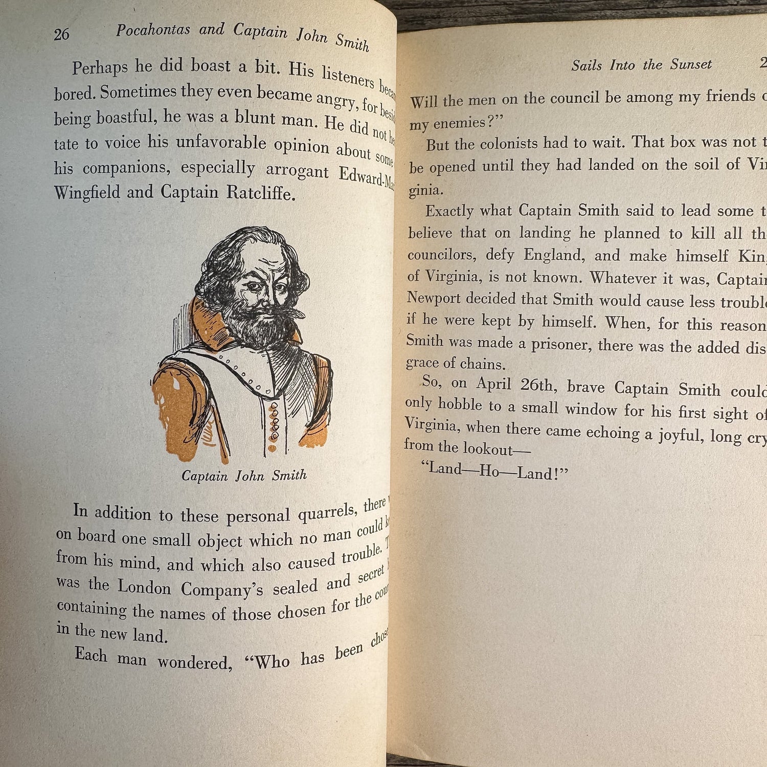 Pocahontas and Captain John Smith, Marie Lawson, 1950 - Pretty Old Books