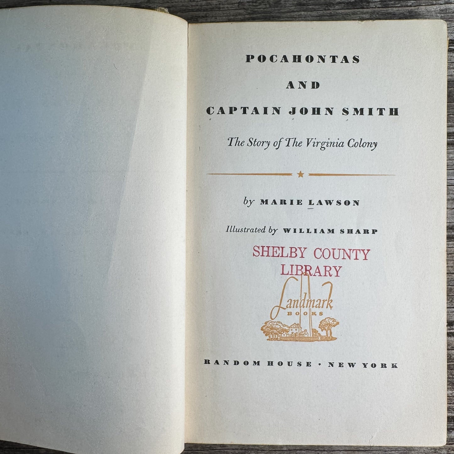Pocahontas and Captain John Smith, Marie Lawson, 1950 - Pretty Old Books