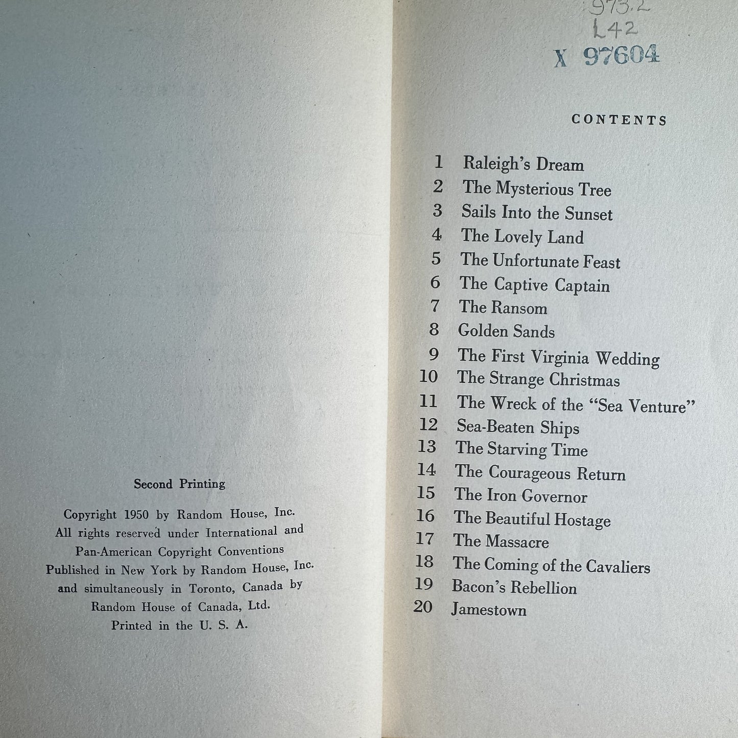 Pocahontas and Captain John Smith, Marie Lawson, 1950 - Pretty Old Books