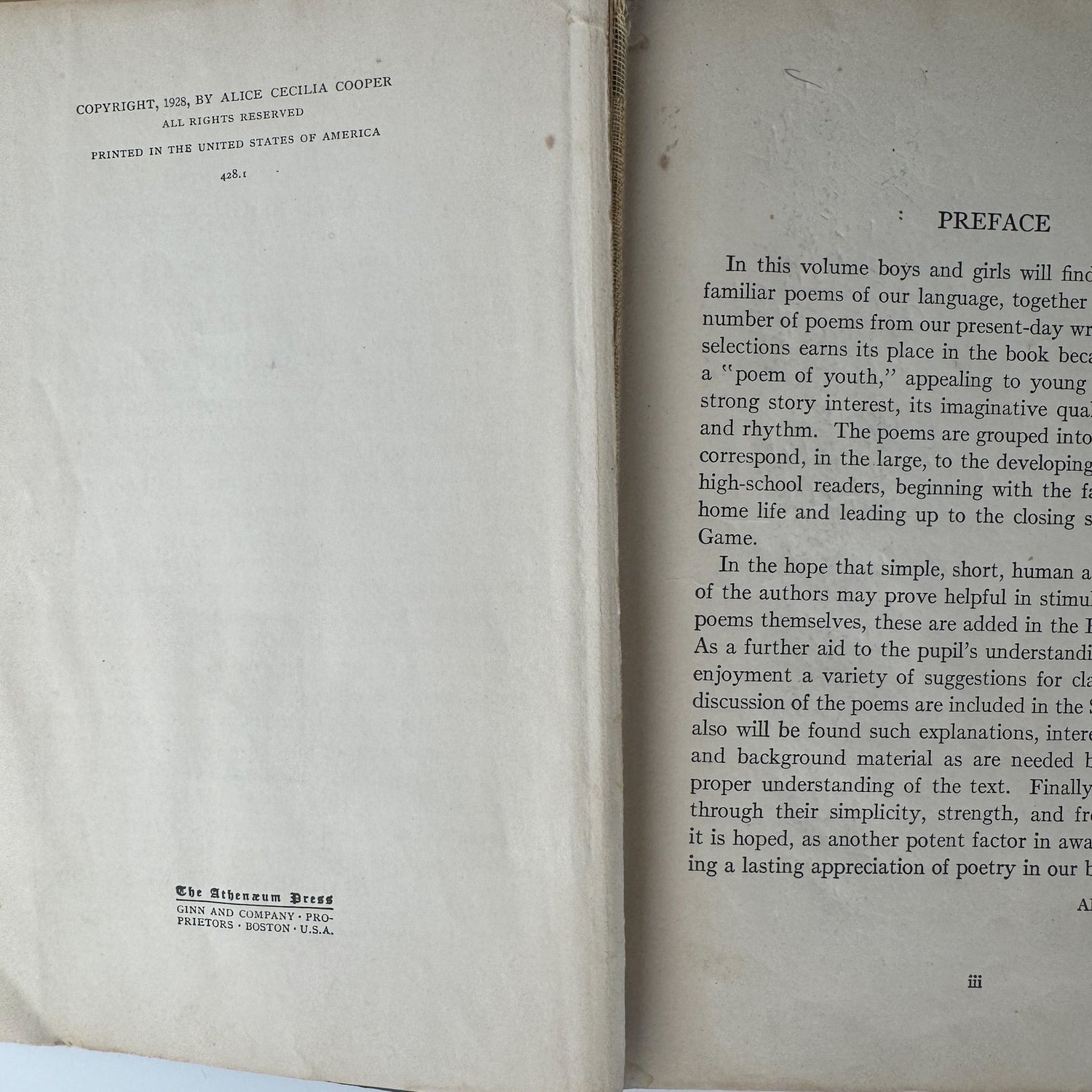 Poems of Youth, Vintage Middle School Poetry School Book, 1928 - Pretty Old Books