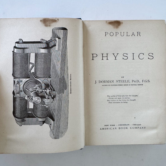 Popular Physics, 1896 Textbook, Illustrated Elementary Science Book - Pretty Old Books