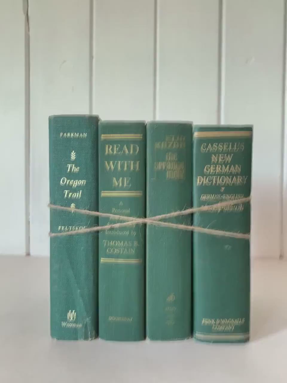 Vintage Hunter Green Books Book Bundle for Mid Century Modern Shelf Styling