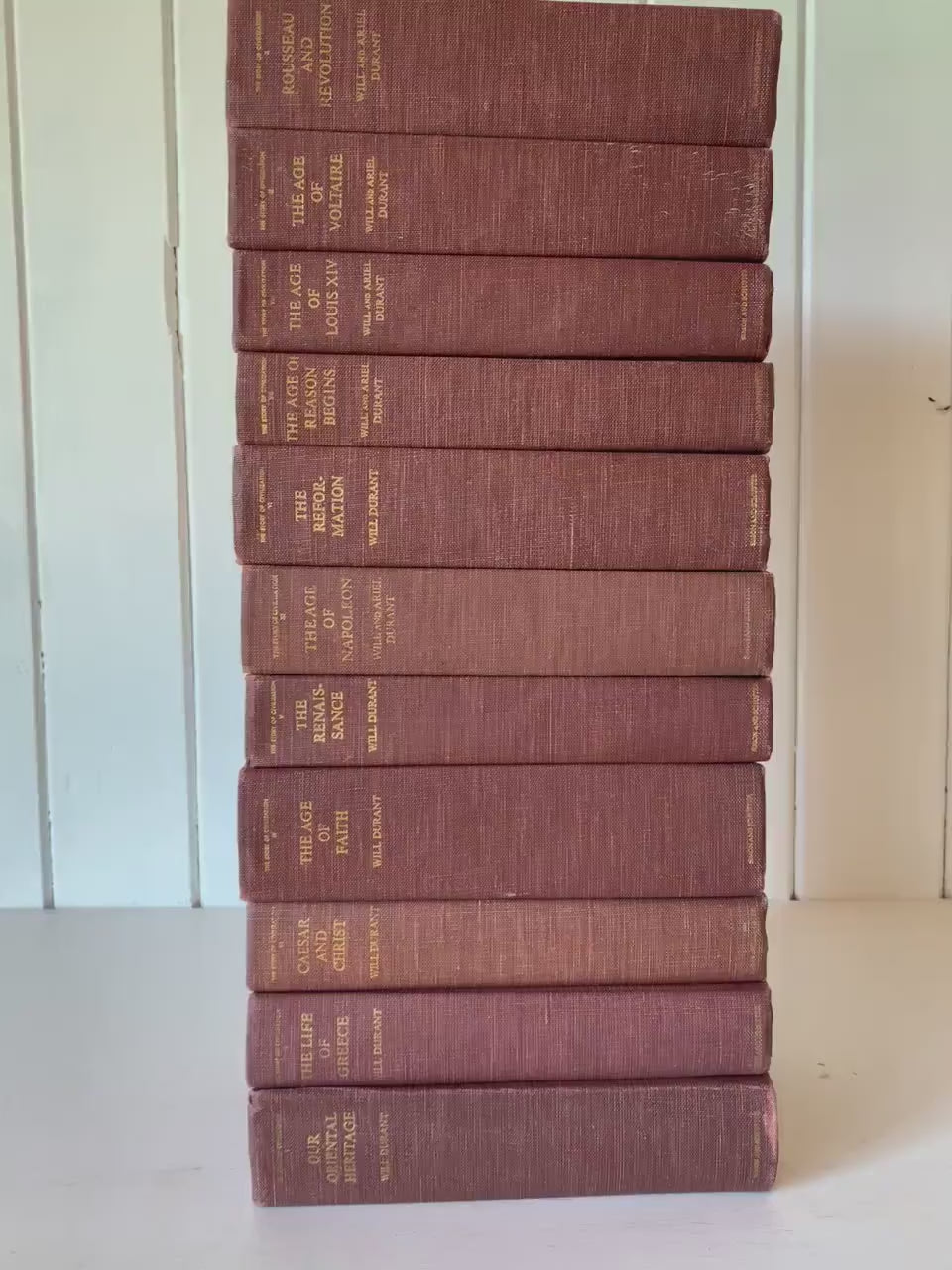 Vintage Story of Civilization, Will and Ariel Durant, Red Decorative Book Set, 1963