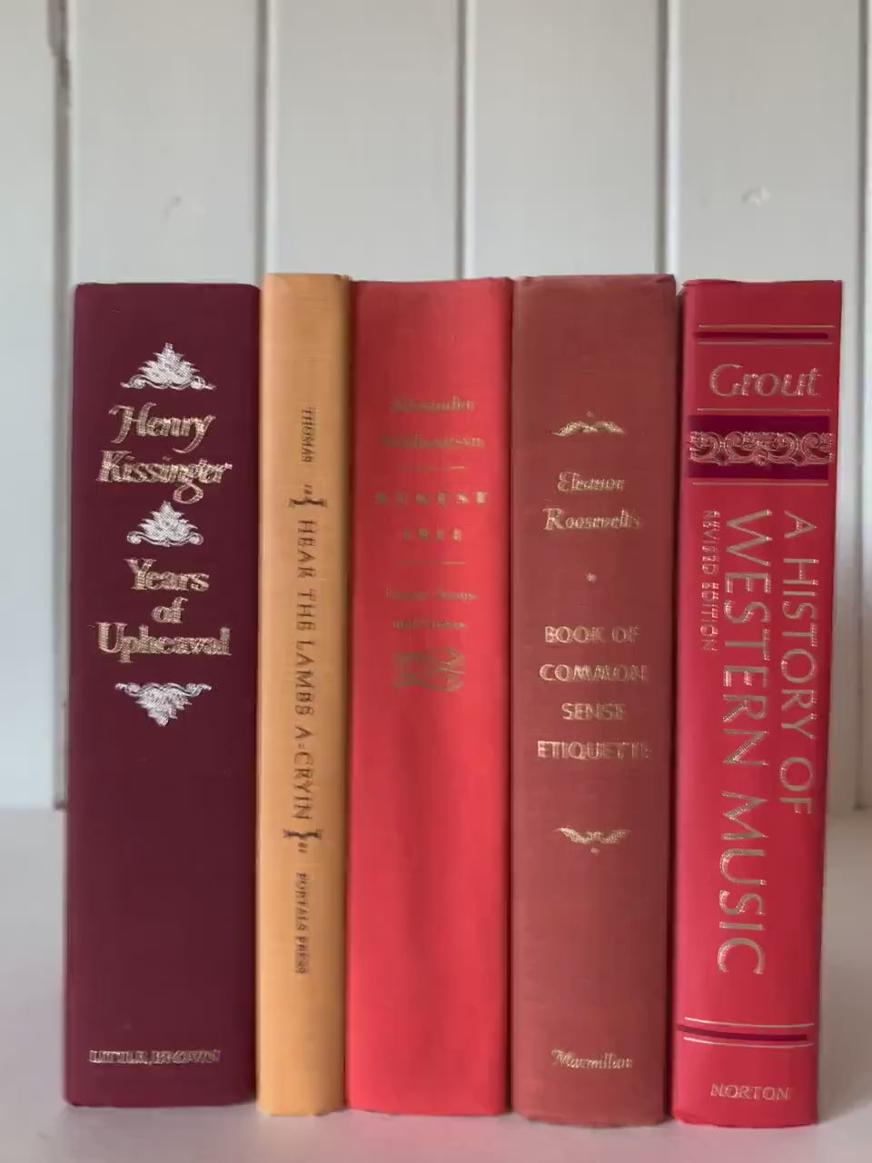 Vintage Oversized Orange Red Books for Decor, Books By Color