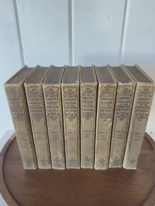 Antique Mini Beige Neutral Book Set, Green’s History of the English People
