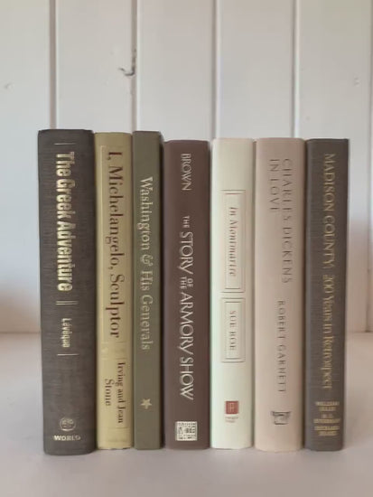 Large Brown and Cream Vintage Book Set, Vintage Book Lot for Decor
