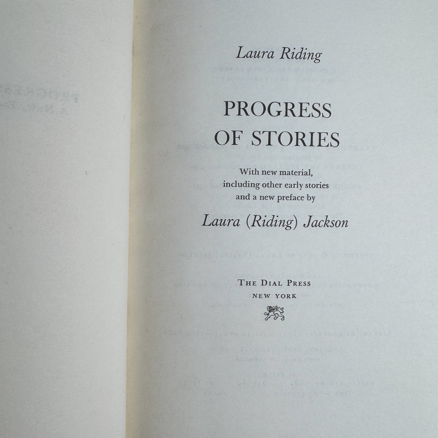 Progress of Stories, Laura Riding, 1982 - Pretty Old Books