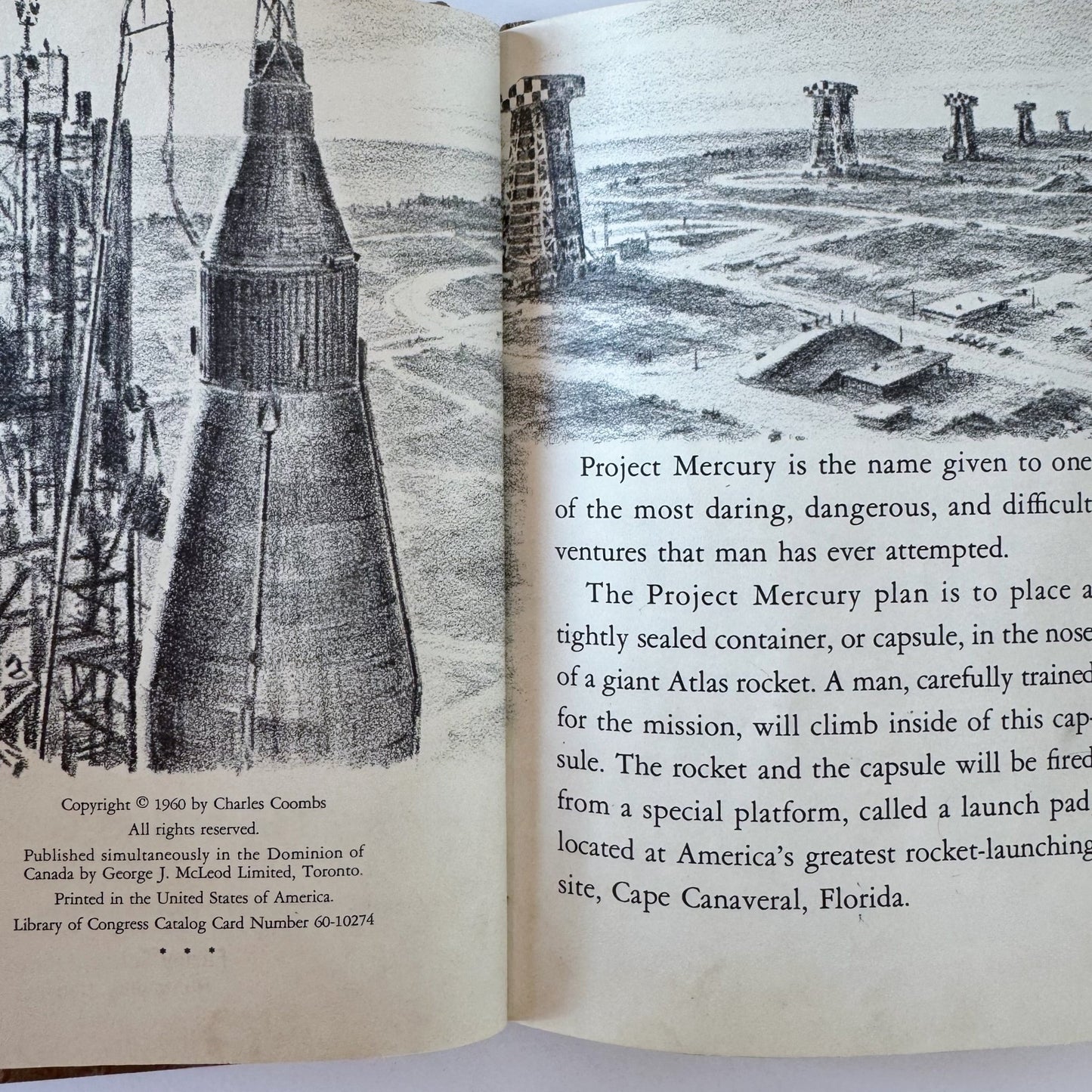 Project Mercury, Charles Coombs, 1960, Illustrated Children's Illustrated Book - Pretty Old Books