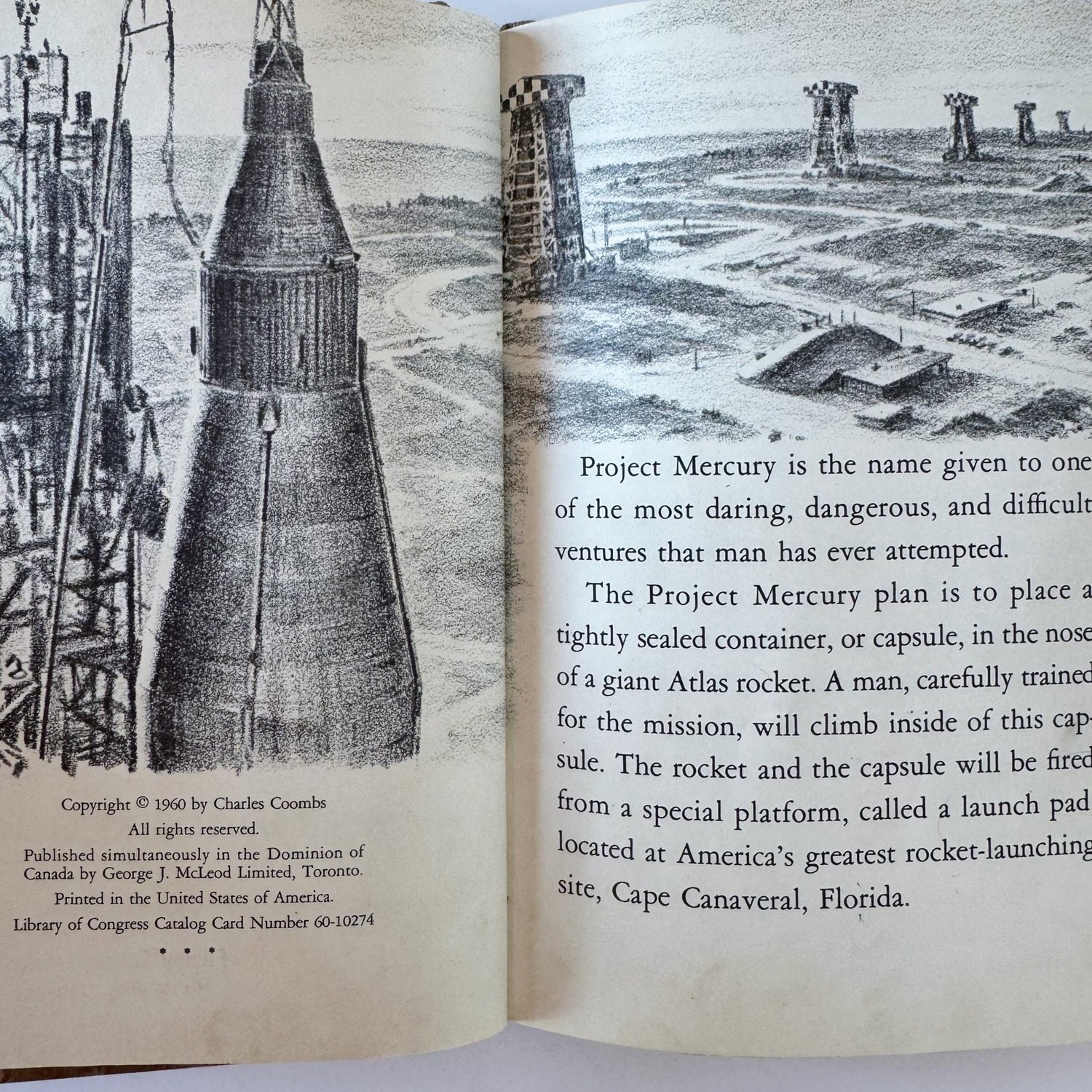 Project Mercury, Charles Coombs, 1960, Illustrated Children's Illustrated Book - Pretty Old Books