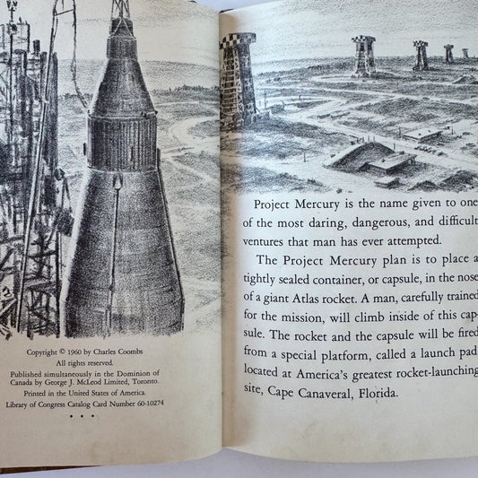 Project Mercury, Charles Coombs, 1960, Illustrated Children's Illustrated Book - Pretty Old Books