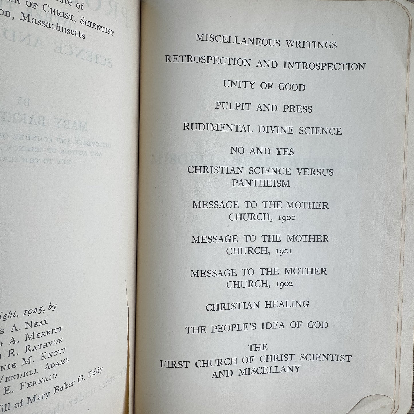 Prose Works Other Than Science and Health, Mary Baker Eddy, 1925 - Pretty Old Books