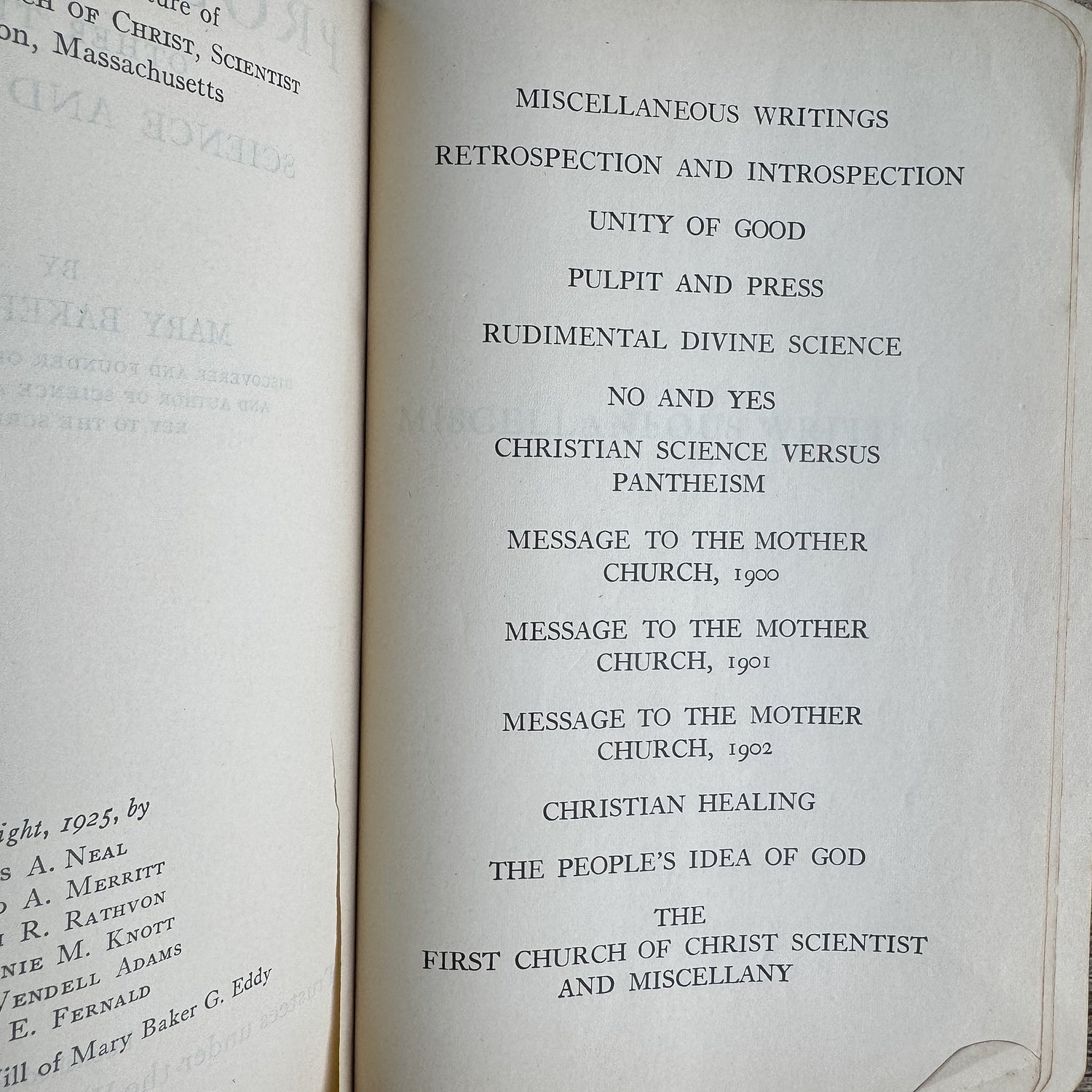Prose Works Other Than Science and Health, Mary Baker Eddy, 1925 - Pretty Old Books