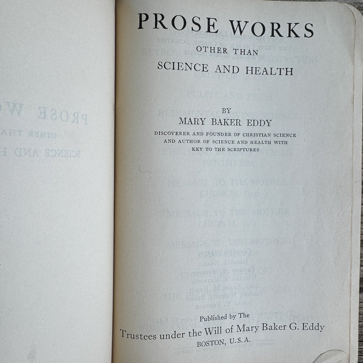 Prose Works Other Than Science and Health, Mary Baker Eddy, 1925 - Pretty Old Books
