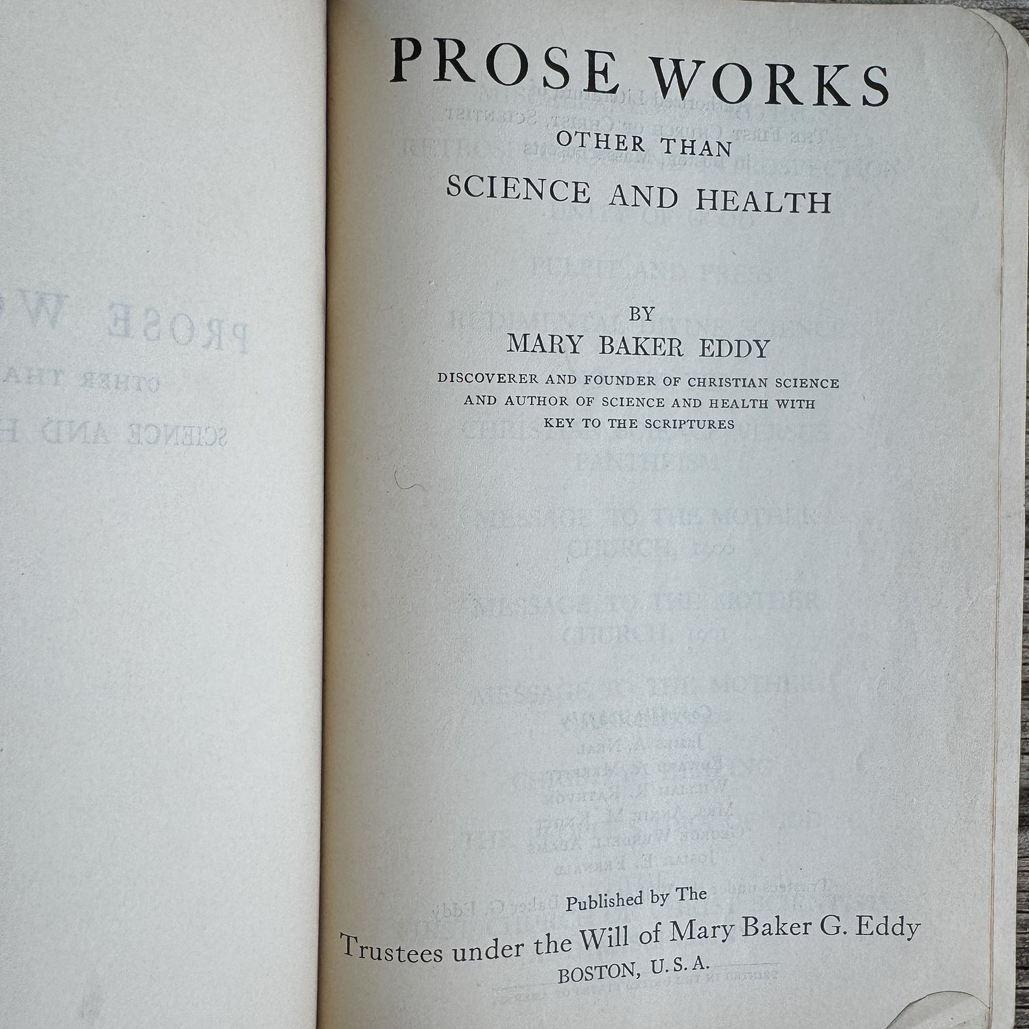 Prose Works Other Than Science and Health, Mary Baker Eddy, 1925 - Pretty Old Books