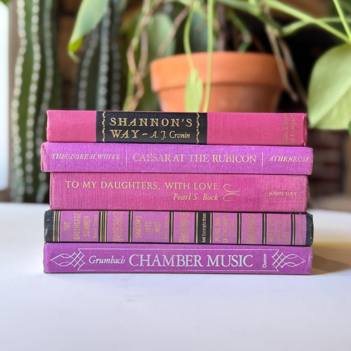 Purple Vintage Book Bundle for Shelf Styling and Decor - Pretty Old Books
