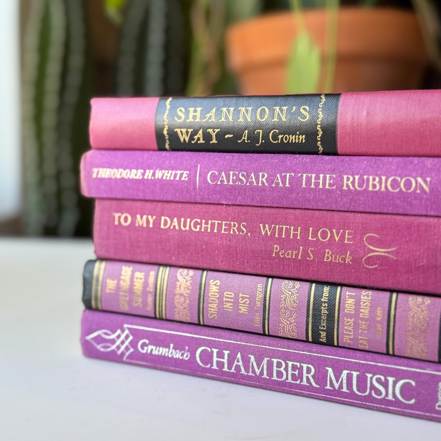 Purple Vintage Book Bundle for Shelf Styling and Decor - Pretty Old Books