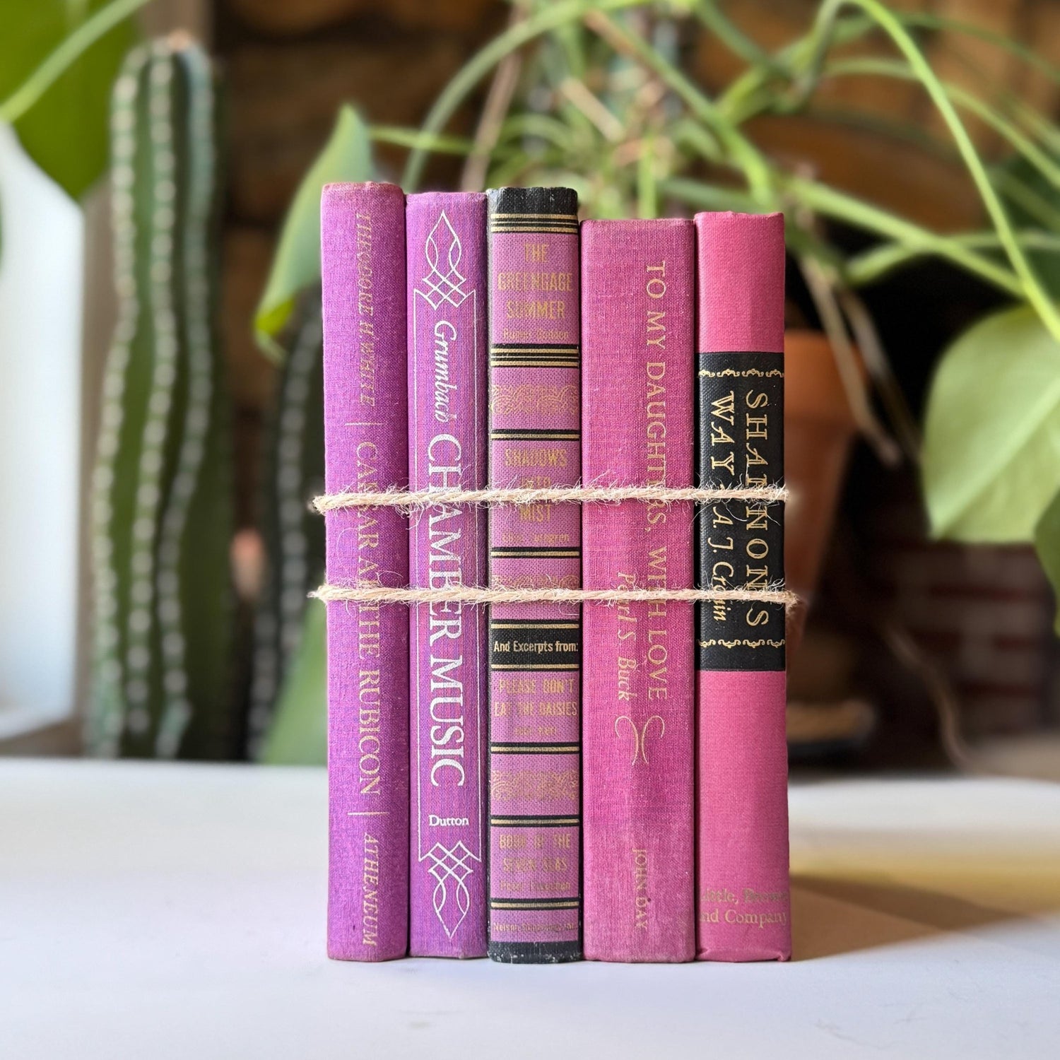 Purple Vintage Book Bundle for Shelf Styling and Decor - Pretty Old Books