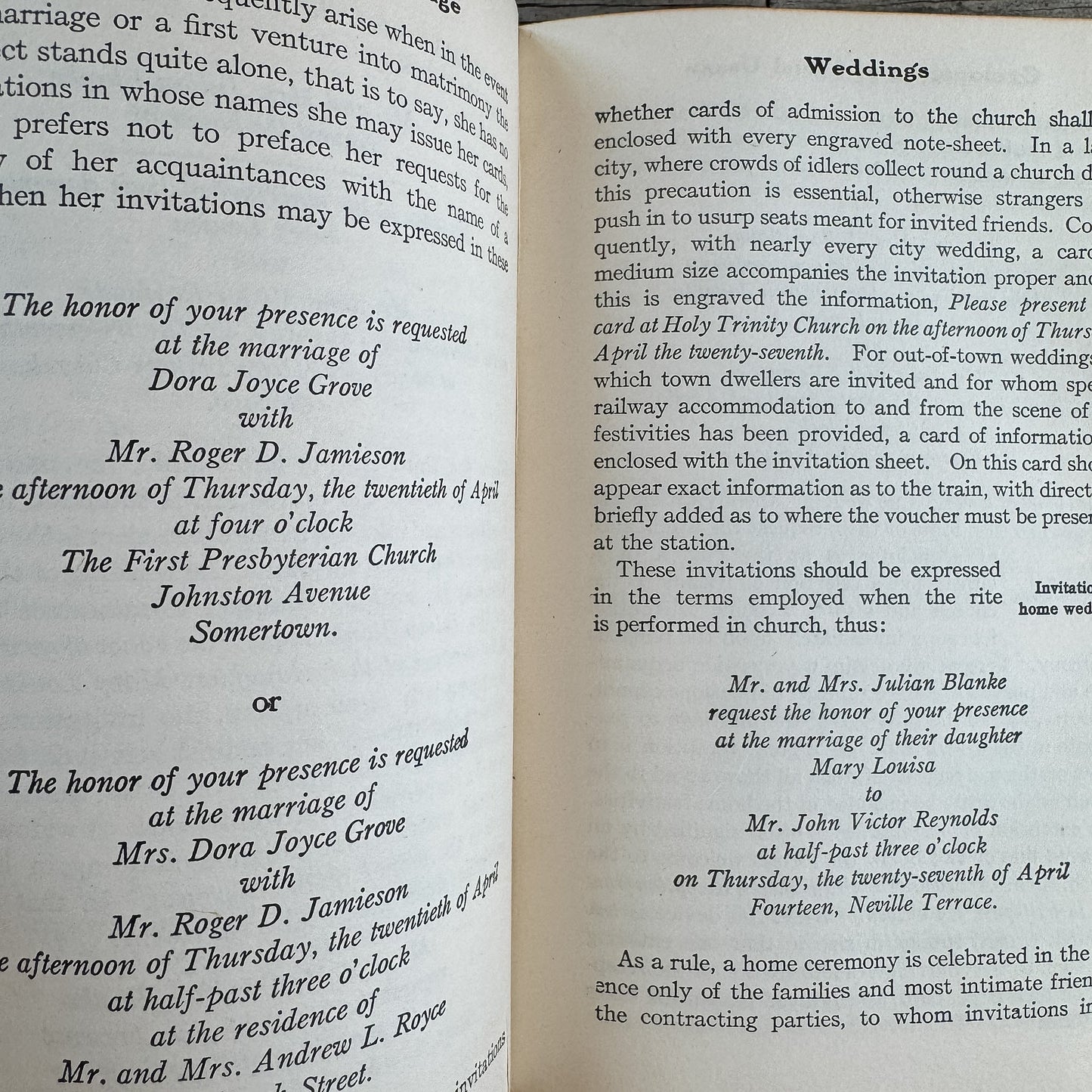 Putnam's Handbook of Etiquette: A Cyclopaedia of Social Usage, 1913 - Pretty Old Books